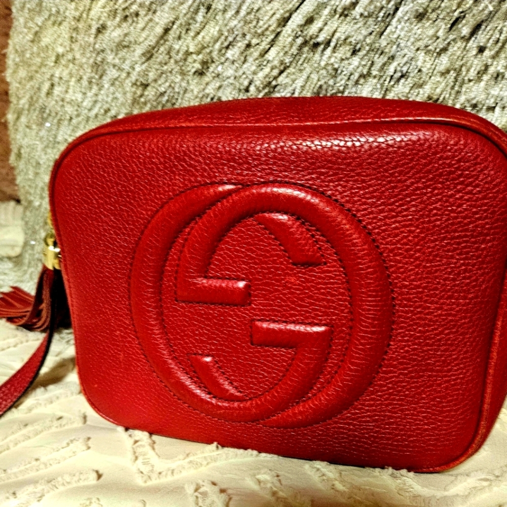 GUCCI Soho Disco Red Leather Crossbody Purse
